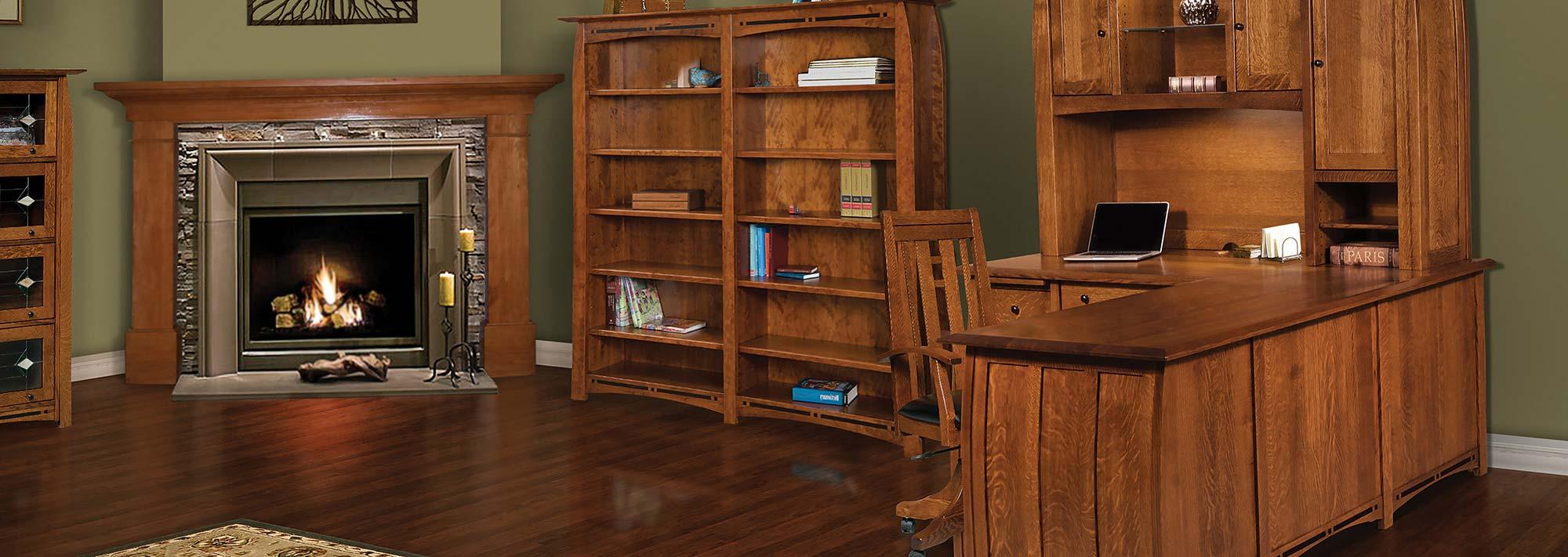 Amish Woodville Computer Desk with Drawer Pedestal and Optional Hutch