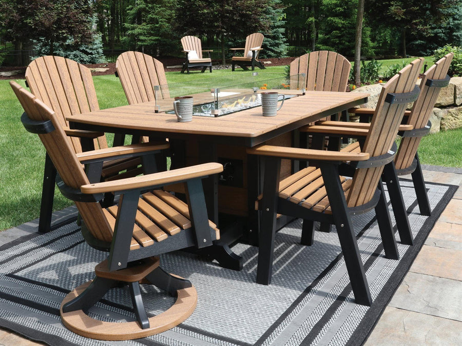 Comfo Back Poly 96" x 44" Fire Pit Dining Set - Herron's Furniture