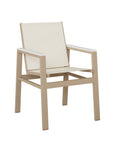 Vida Sling Dining Chair with aluminum frame and sling fabric with arm color