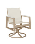 Vida Sling Swivel Rocker Dining Chair with aluminum frame and sling fabric with arm color