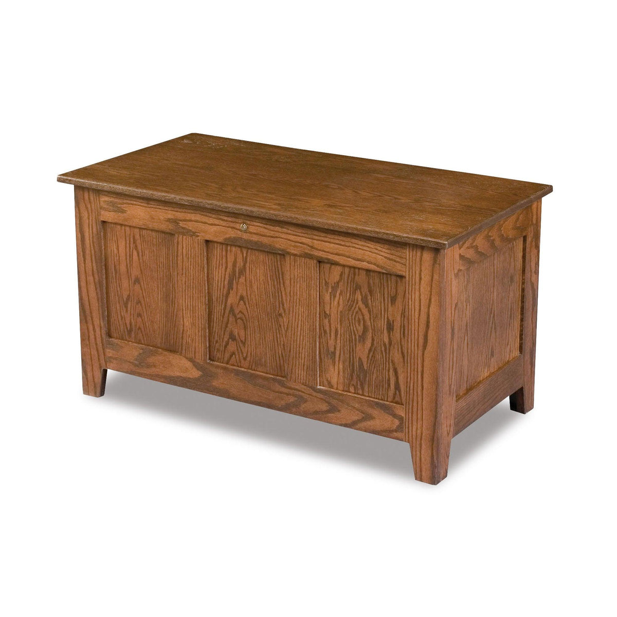 Traditional Cedar Chest with Carving and Bun Feet, Brown