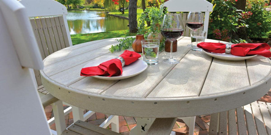 amish outdoor furniture dining set closeup