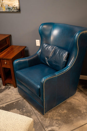 Asher Leather Swivel Chair - Herron's Furniture