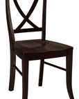 Carmen Amish Side Chair in black finish with X-back design, offering a sleek and modern look."