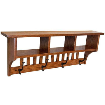 Amish Wood Cubbie Shelf with Hooks - Herron's Furniture