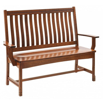 West Lake Mission Amish Bench with Back - Herron's Furniture