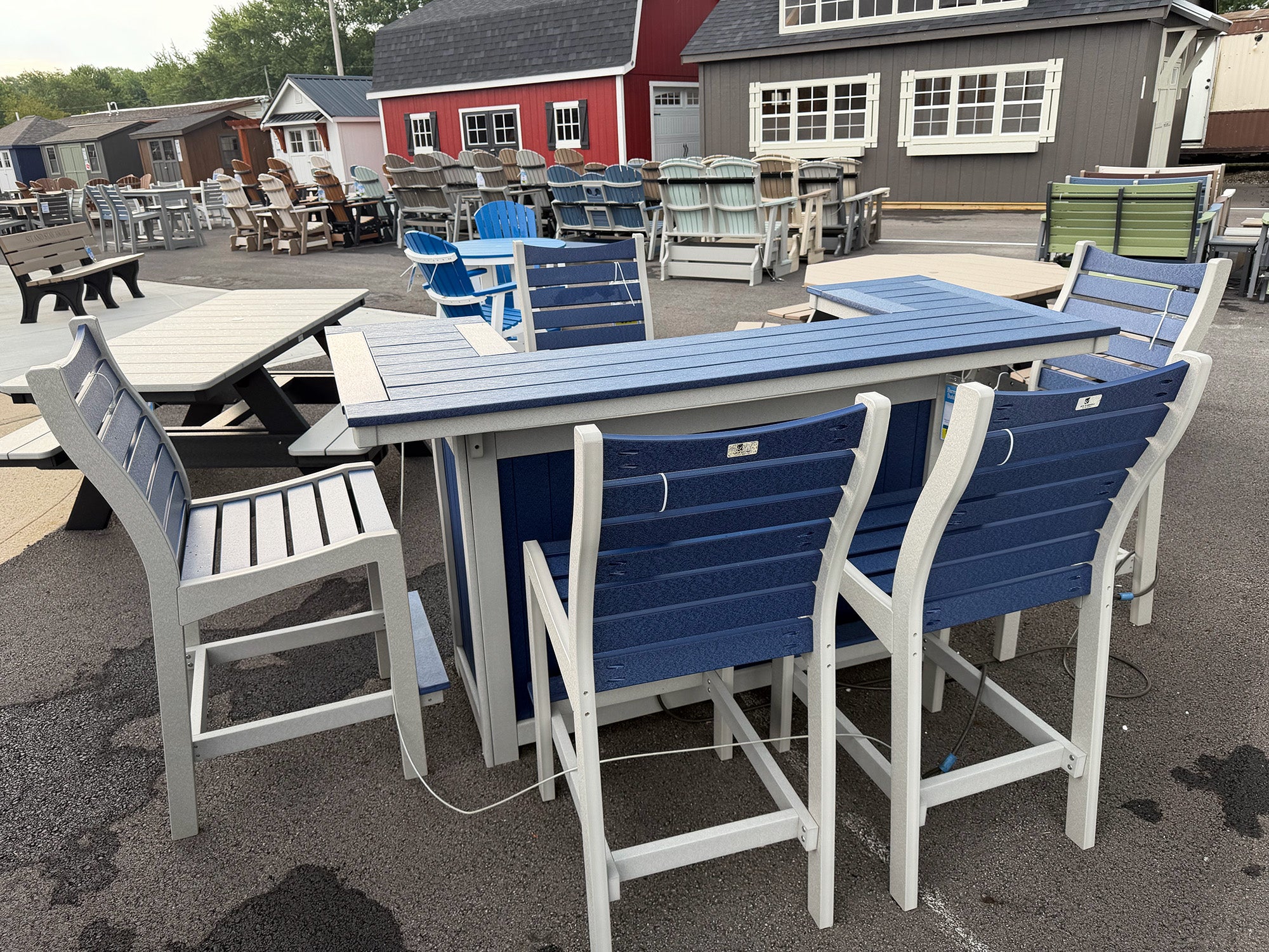6-Piece Outdoor Bar Set (Navy on Light Gray)