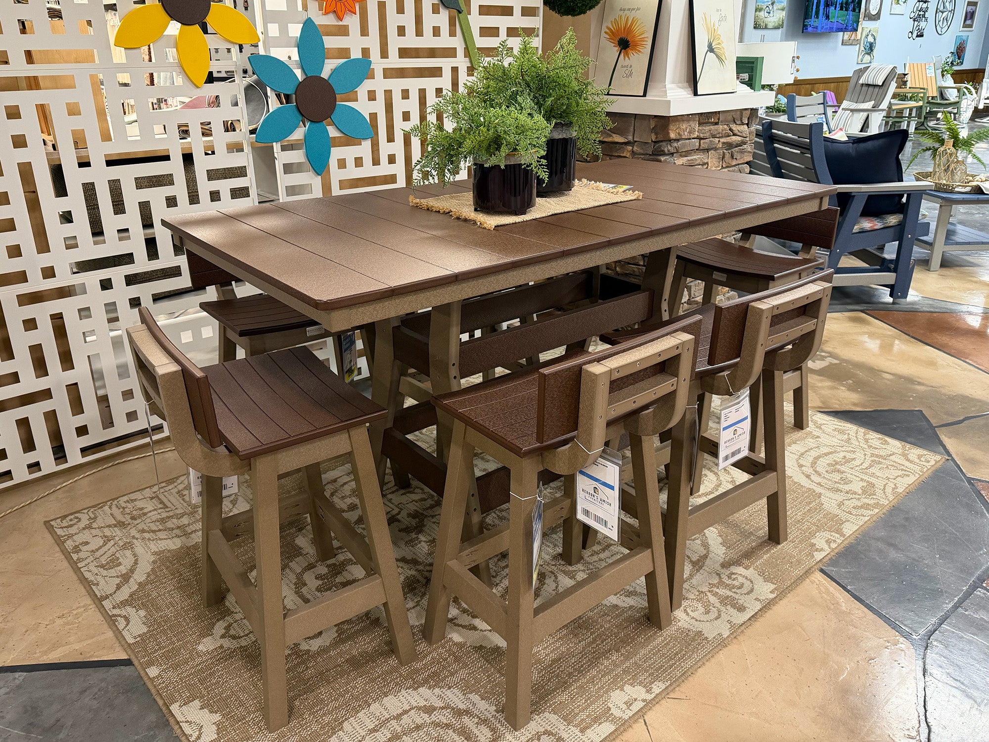 7-Piece Outdoor Counter Height Set (Chocolate on Weatherwood)