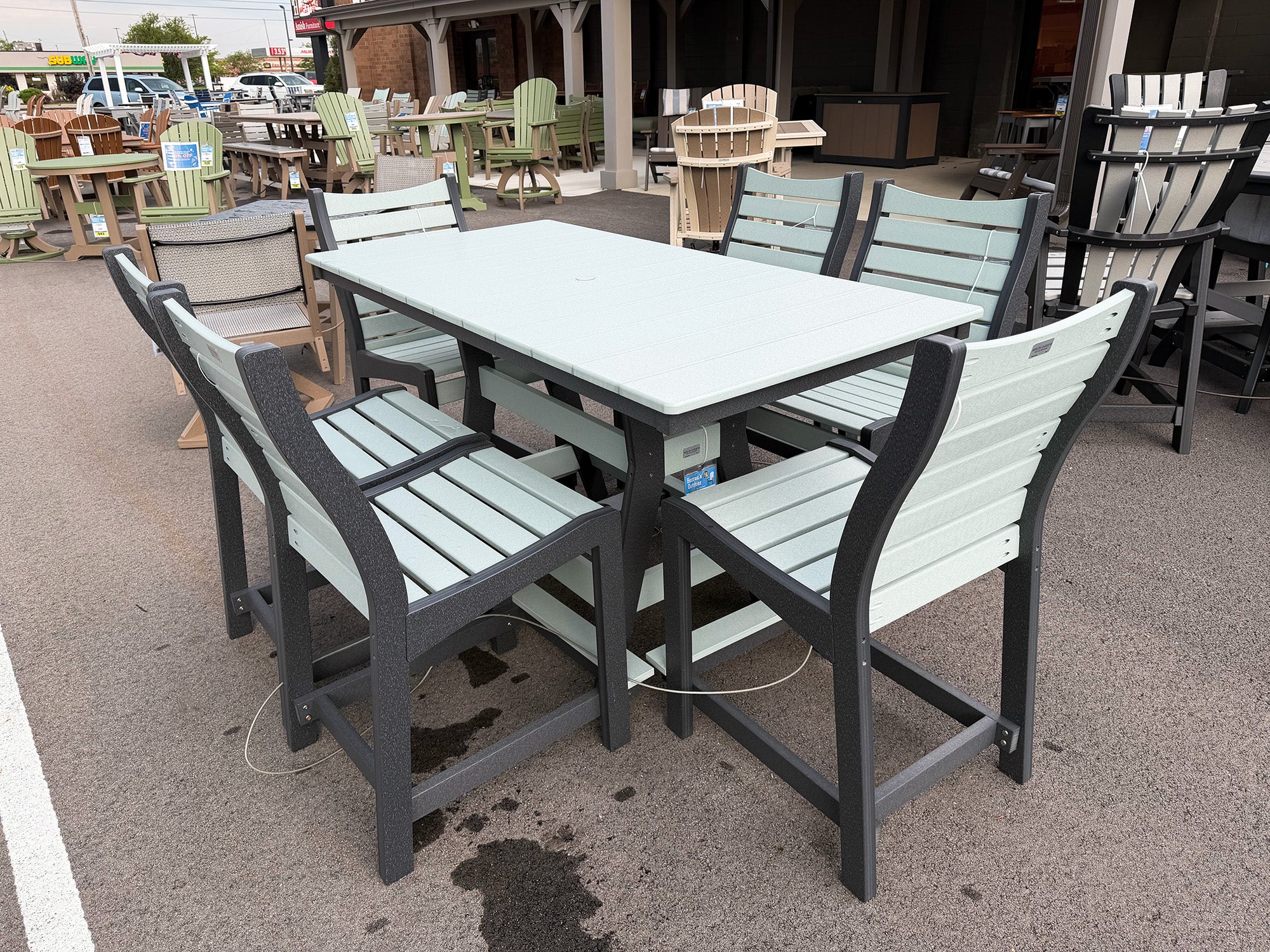 7-Piece Outdoor Counter Height Set (Seafoam on Smoke)