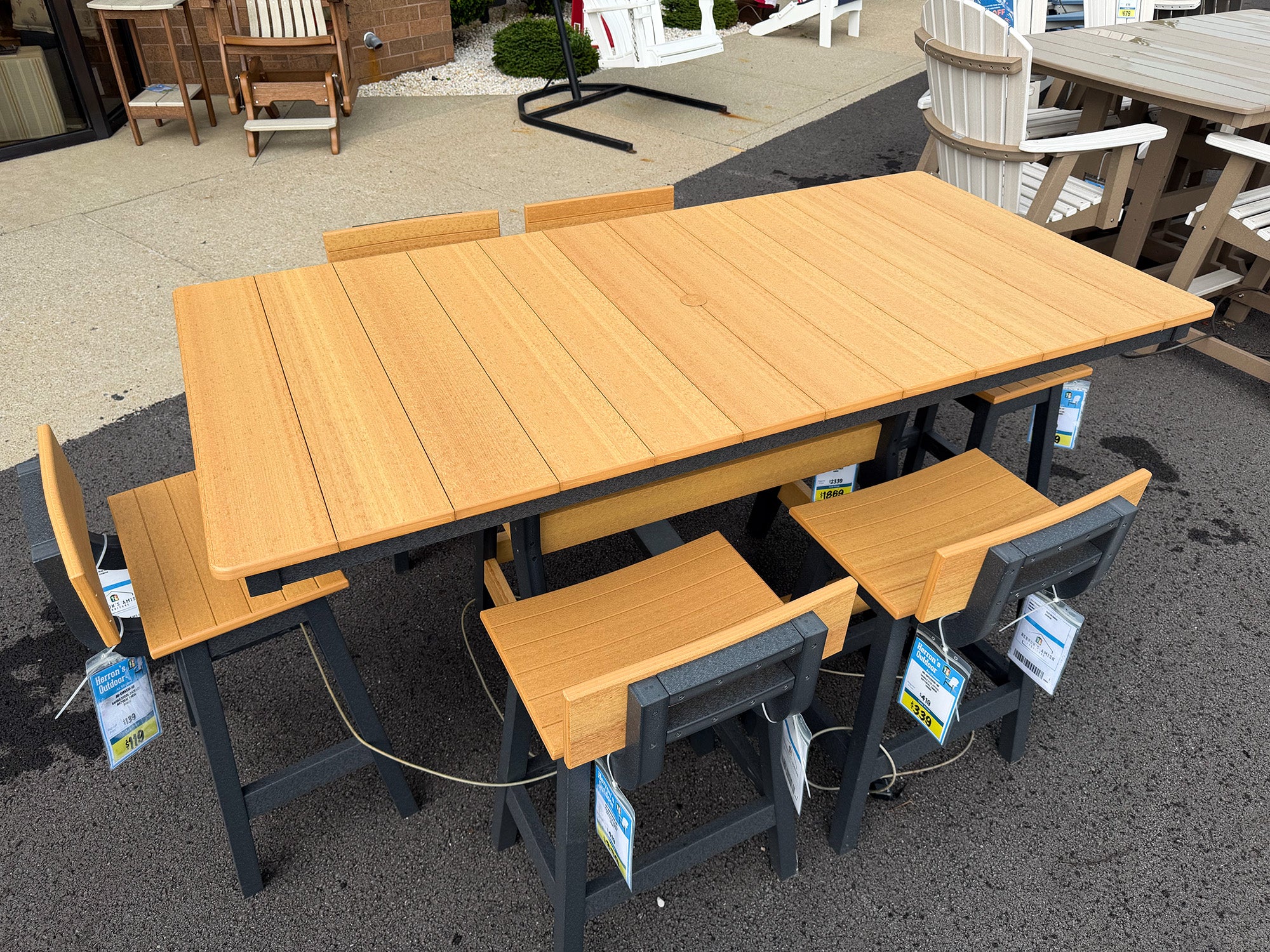 7-Piece Outdoor Counter Set (Teak on Smoke)