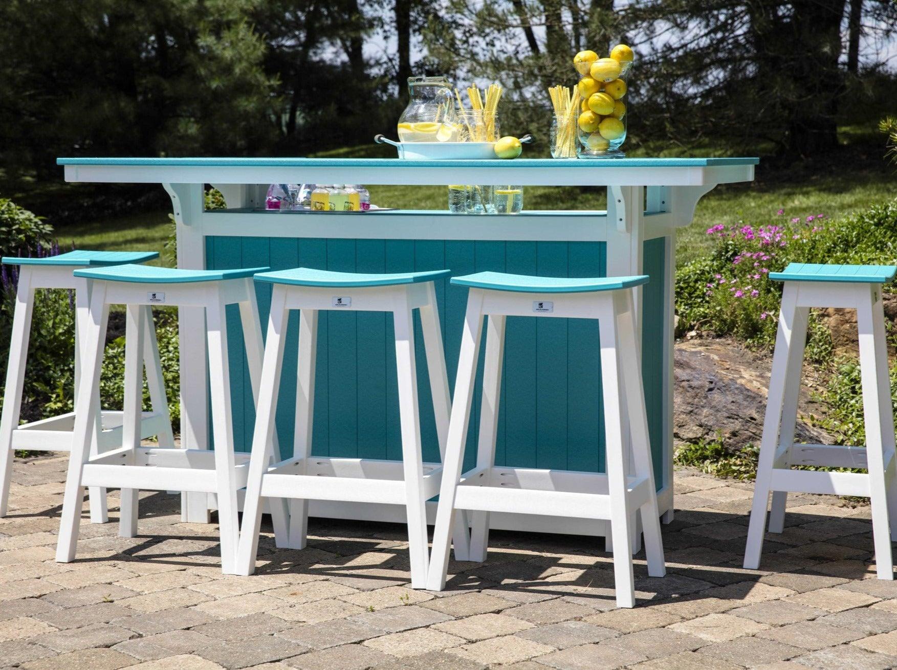 Island Poly Bar Set with Saddle Bar Stools - Herron's Furniture