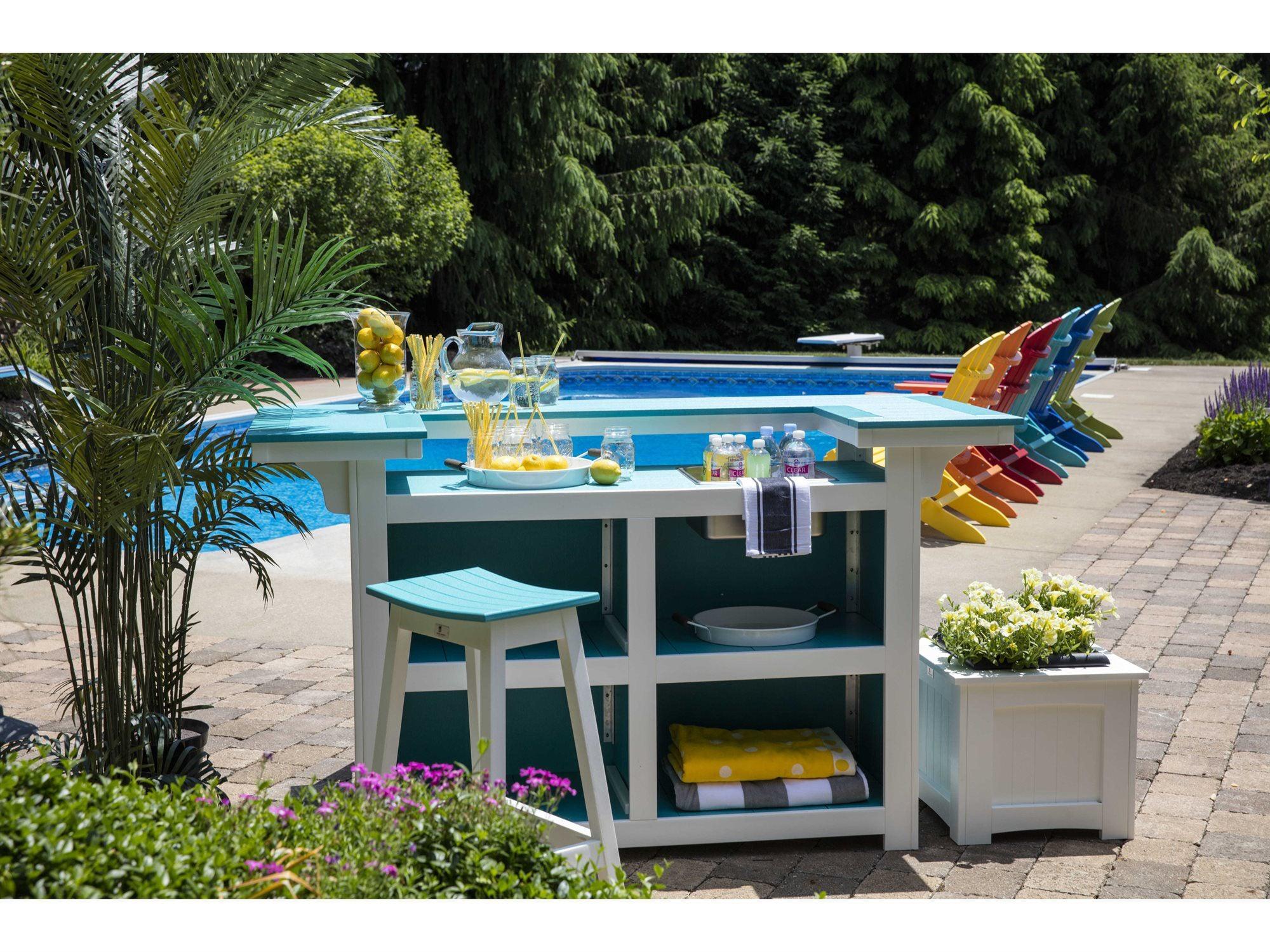 Island Poly Bar Set with Saddle Bar Stools - Herron's Furniture