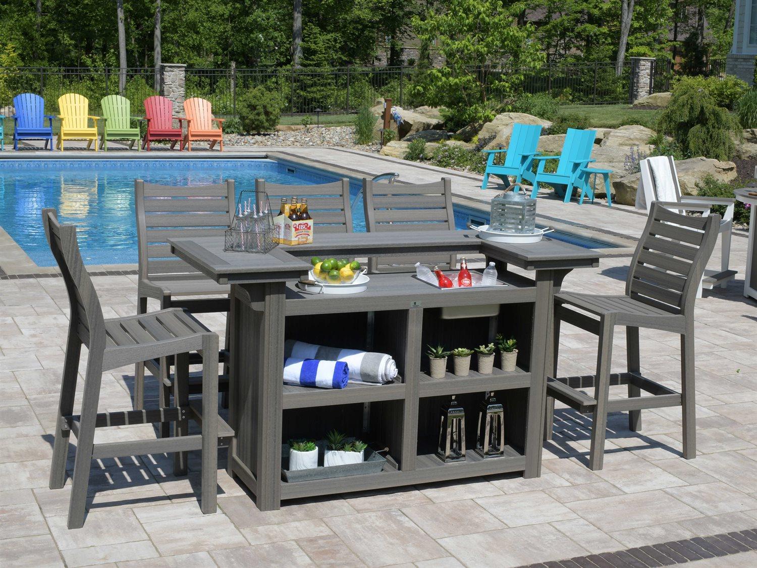 Island Poly Bar Set with Bristol Bar Stools - Herron's Furniture