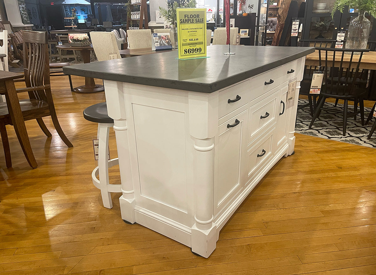 Concrete Top Island with Stools