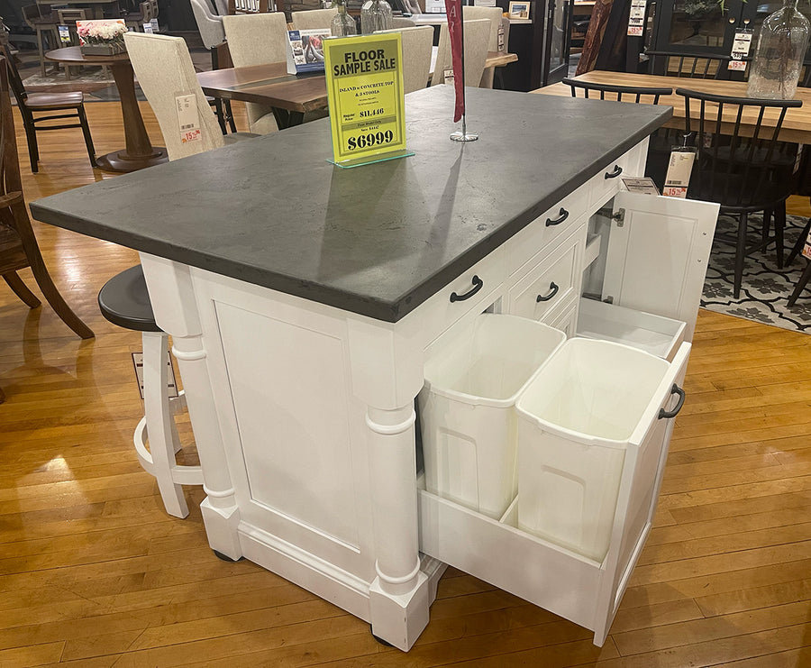 Concrete Top Island with Stools