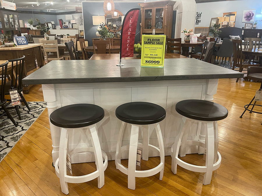 Concrete Top Island with Stools