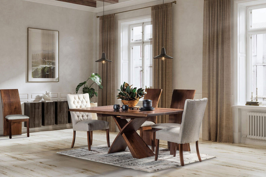 Elegant Dining Set with Hardwood Table and Chairs in a Dining Room Setting