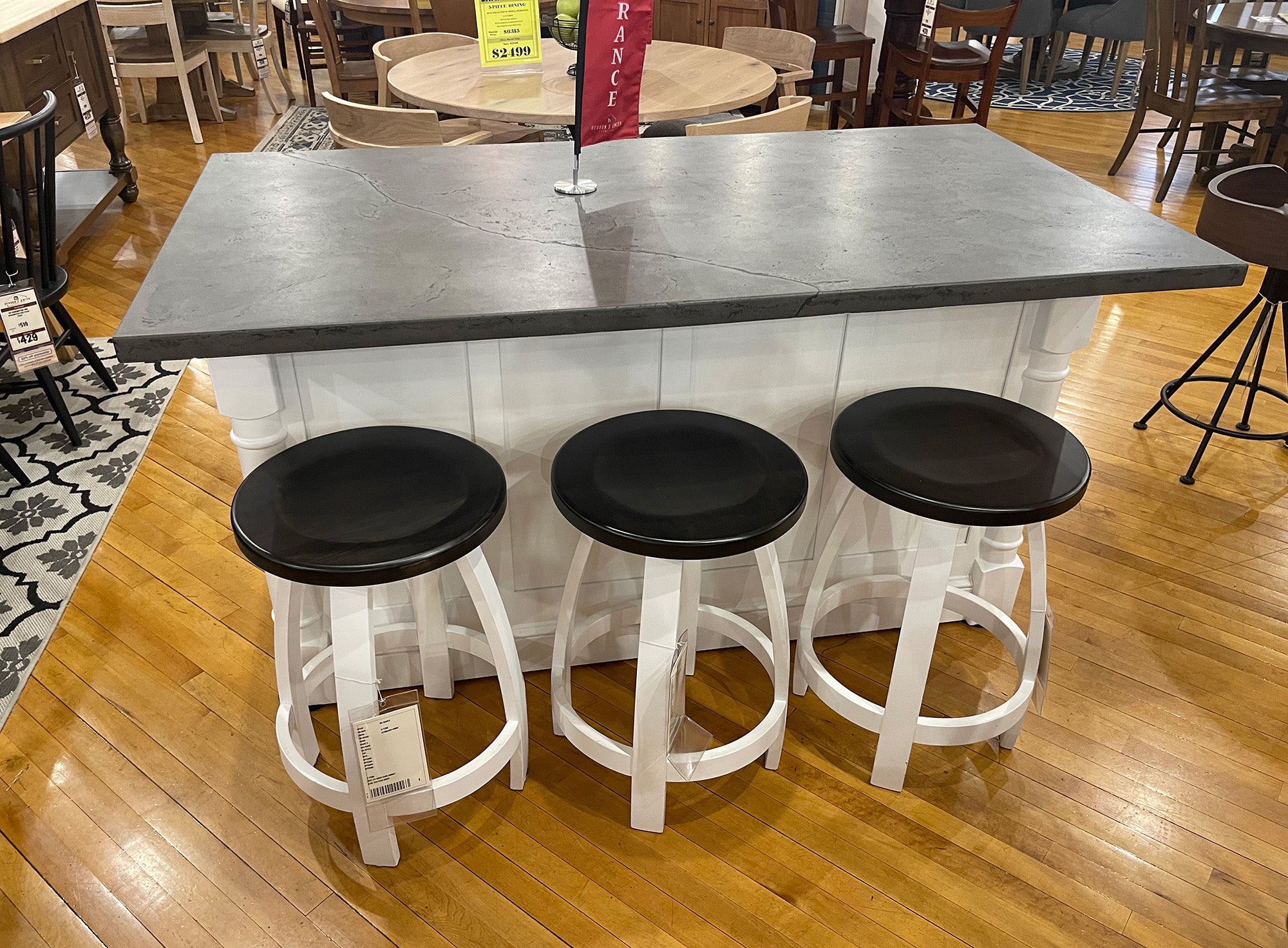 Concrete Top Island with Stools