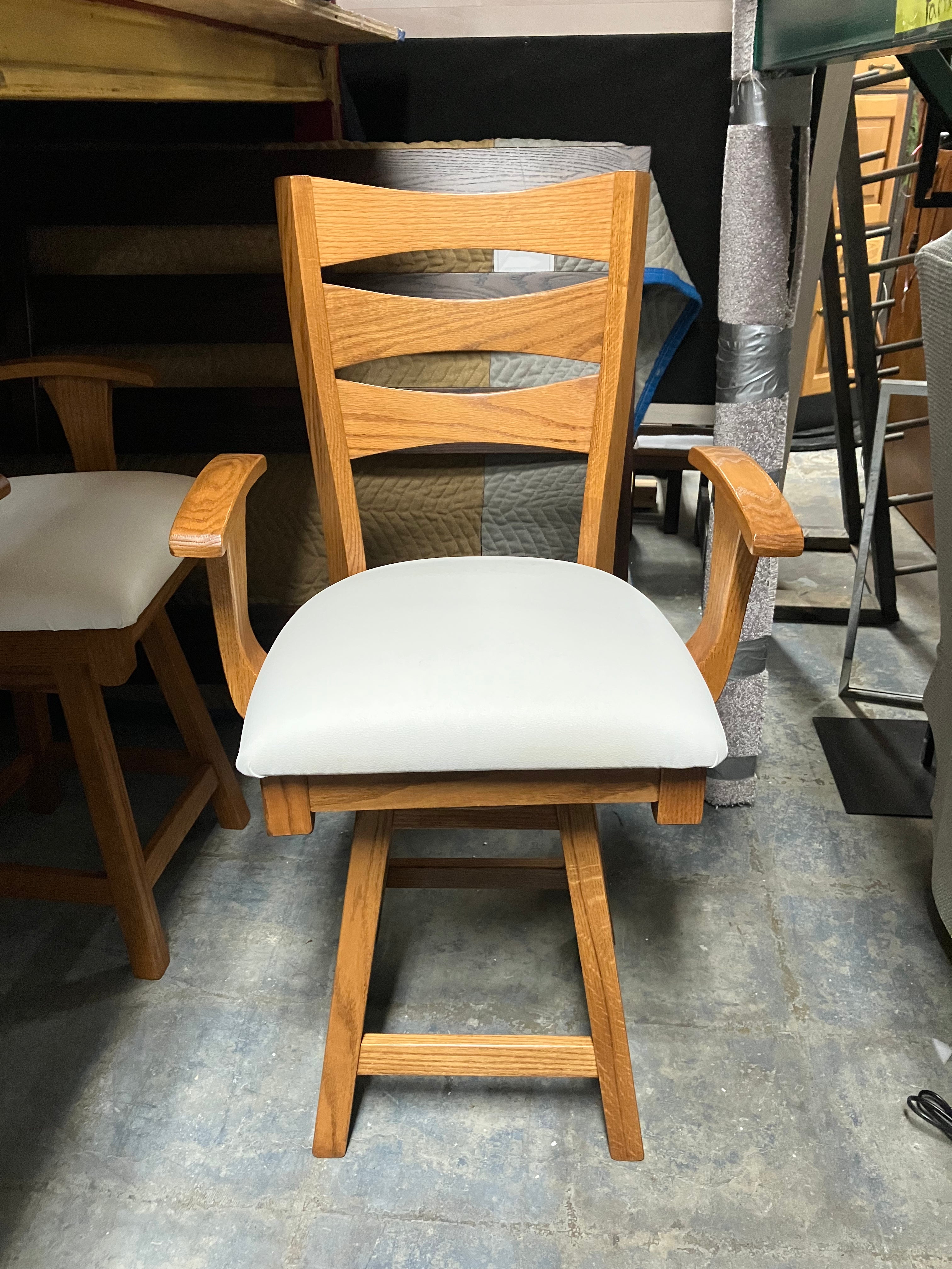 3-Piece Swivel Barchairs w Upholstered Seat