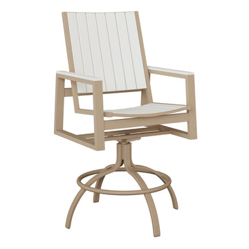 Vida Poly Swivel Bar Chair with aluminum frame and poly slats