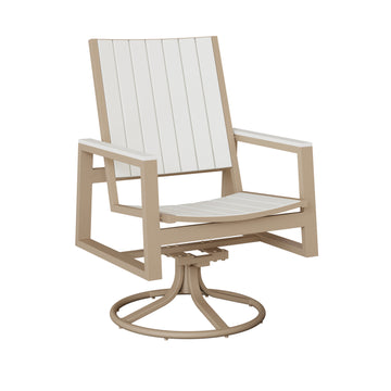 Vida Poly Swivel Rocker Dining Chair with aluminum frame and poly slats