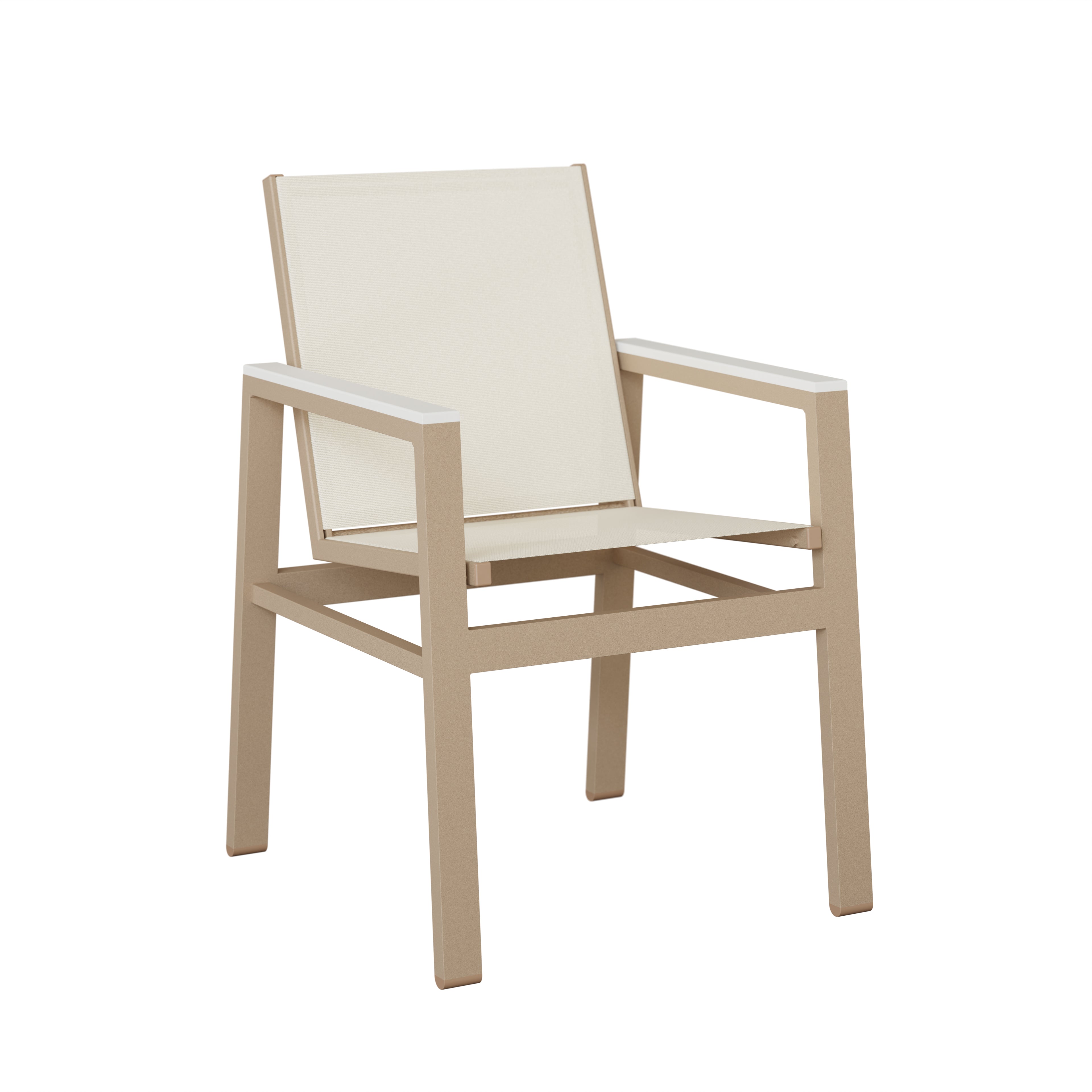Vida Sling Dining Chair with aluminum frame and sling fabric with arm color