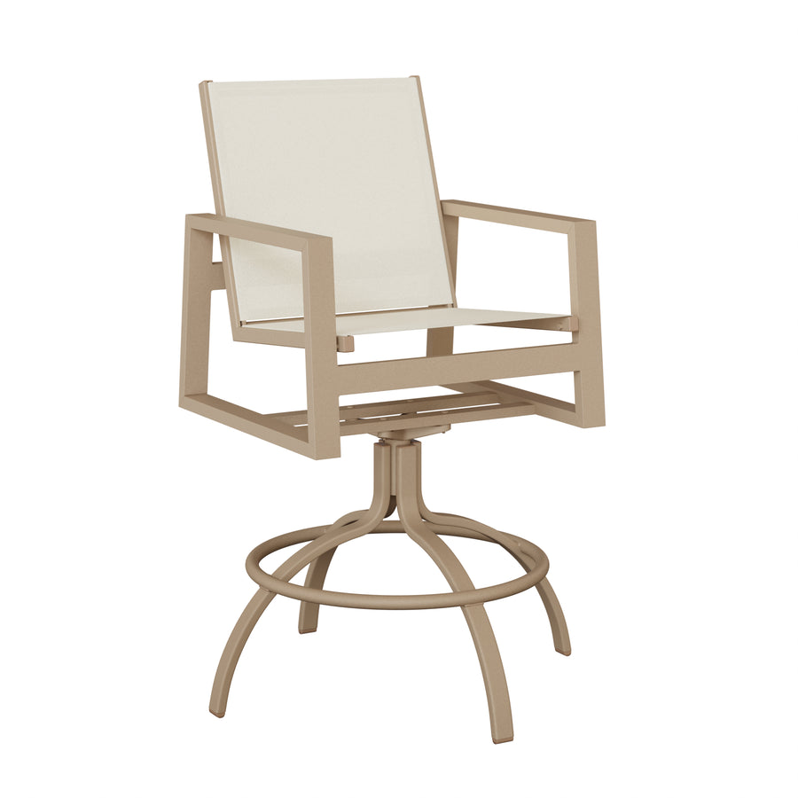 Vida Sling Swivel Bar Chair with aluminum frame and sling fabric