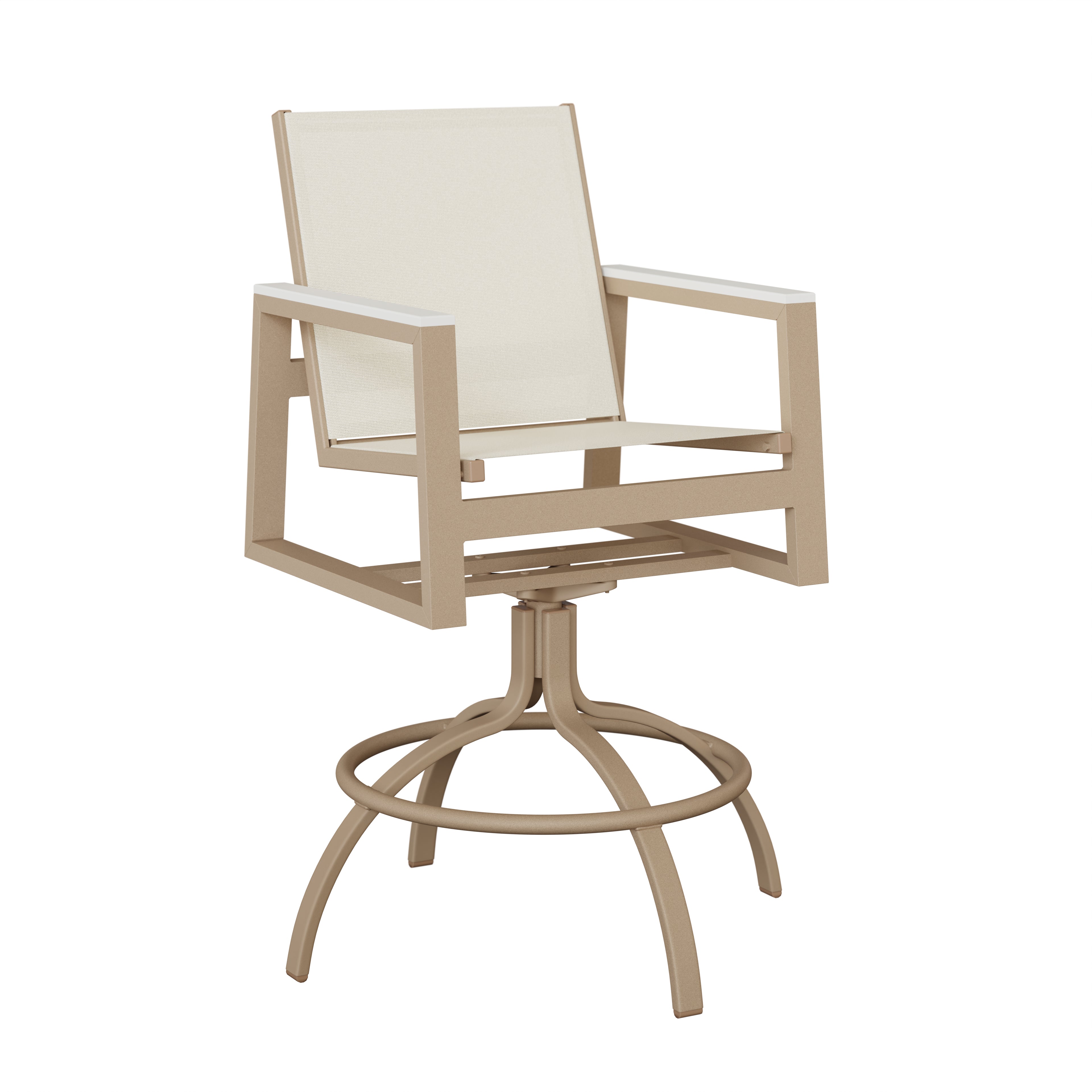Vida Sling Swivel Bar Chair with aluminum frame and sling fabric with arm color