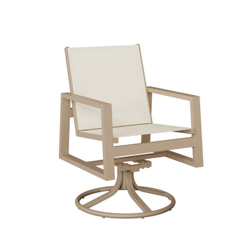 Vida Sling Swivel Rocker Dining Chair with aluminum frame and sling fabric