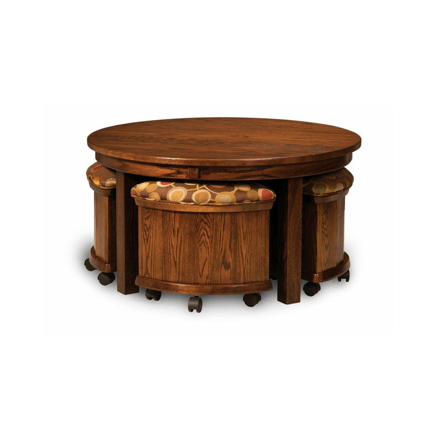 Amish Round Table Bench 5-Piece Set - Herron's Furniture