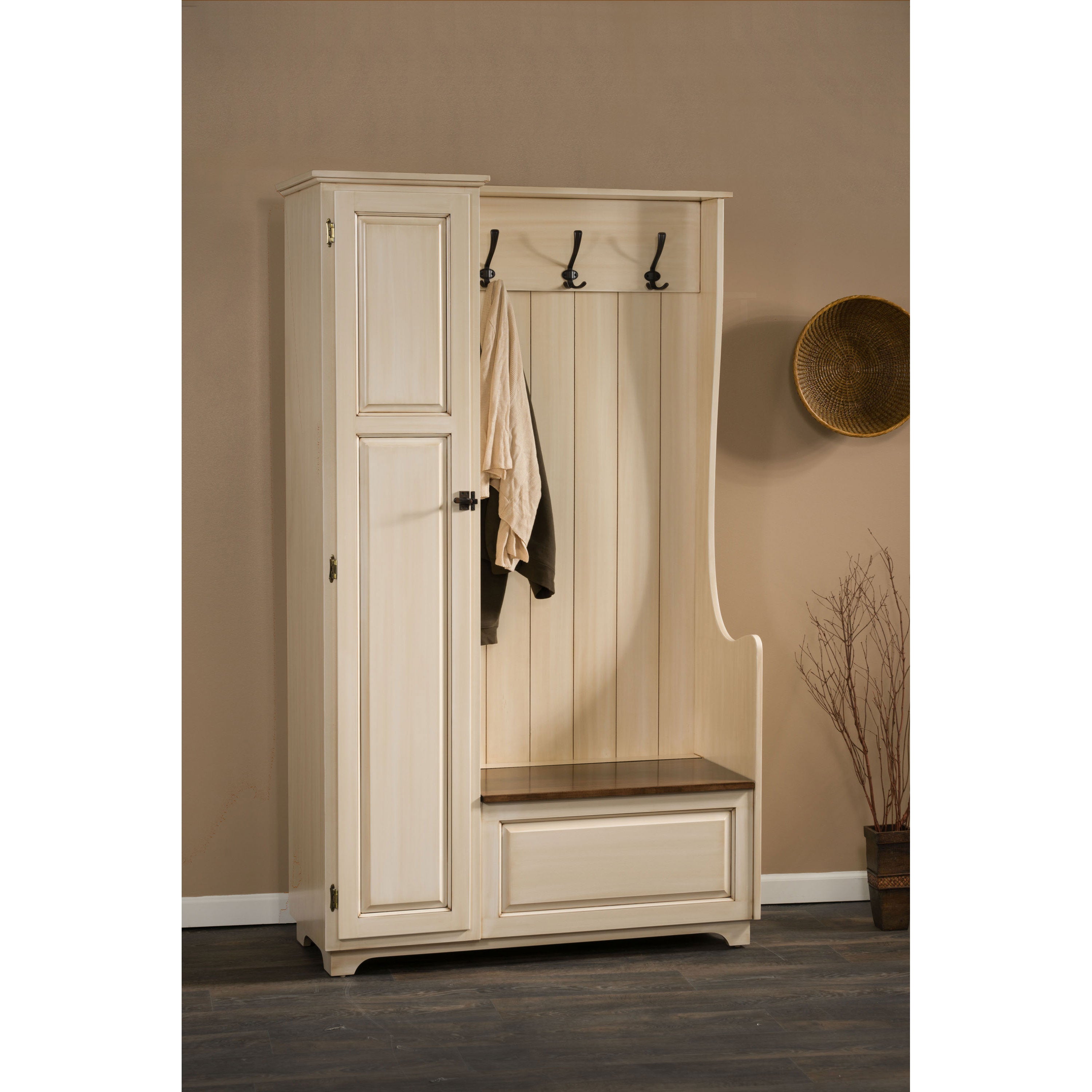 Savannah Amish Hall Bench and Shelves - Herron's Furniture