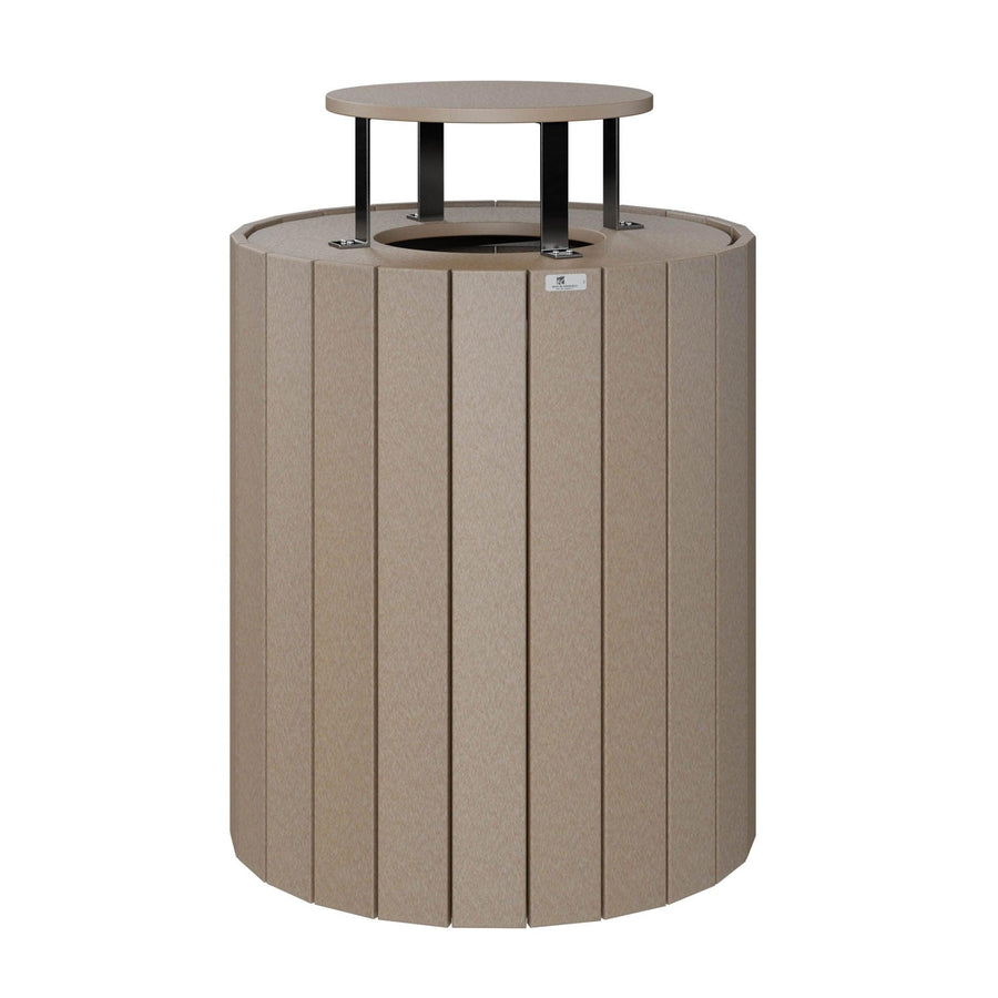 Round Amish Outdoor Trash Can with Rain Cover - Herron's Furniture