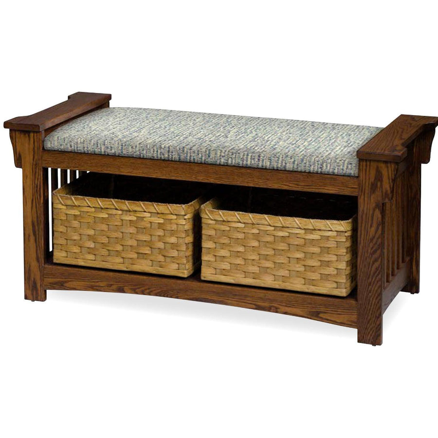 Mission Slat Bench with Baskets - Herron's Furniture