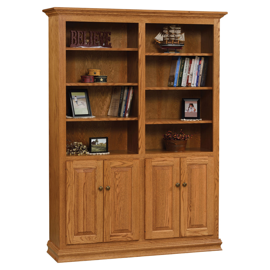 Amish Traditional 48" Double Bookcase with Doors - Herron's Furniture