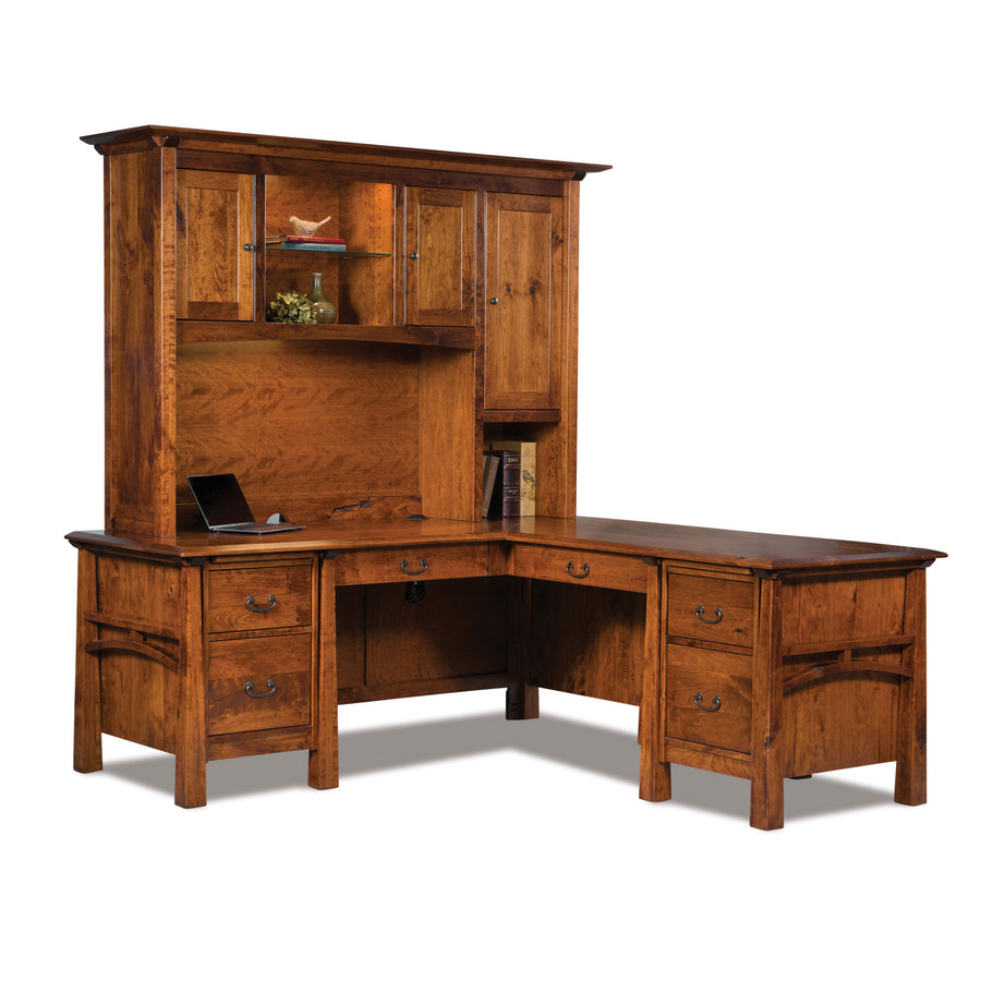 Artesa Amish L-Desk with Hutch - Herron's Furniture