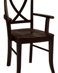 Carmen Amish Armchair in black finish with X-back design, shown with armrests and elegant curves.