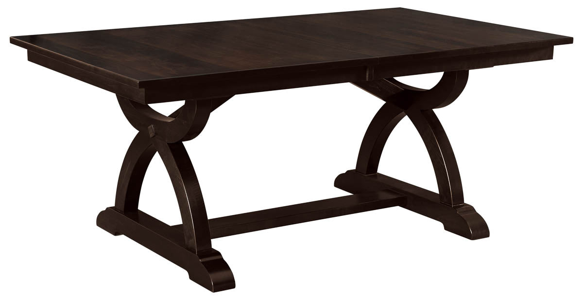 Carmen Amish Dining Table in black finish, featuring a rectangular top with elegant curved legs.