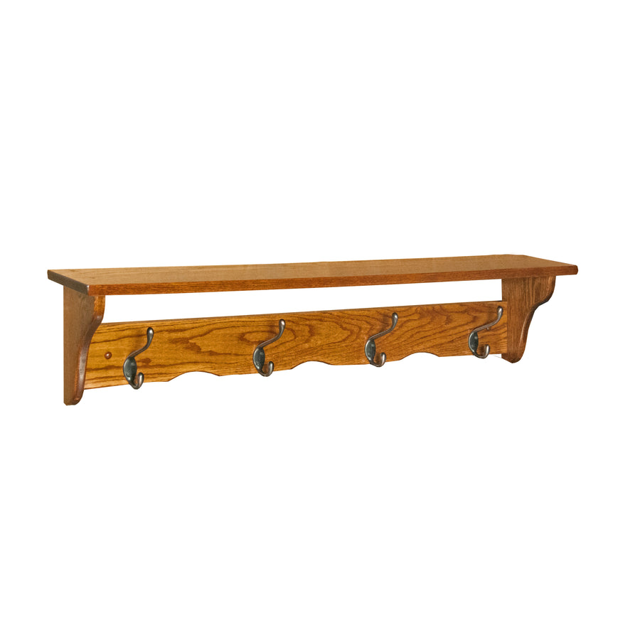 Amish Wood Coat Hooks Shelf - Herron's Furniture