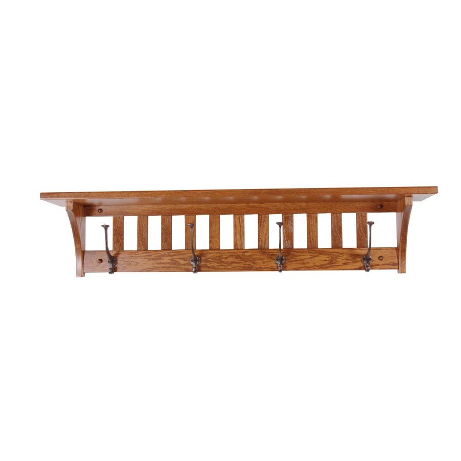 Amish Mission Shelf with Coat Hooks - Herron's Furniture