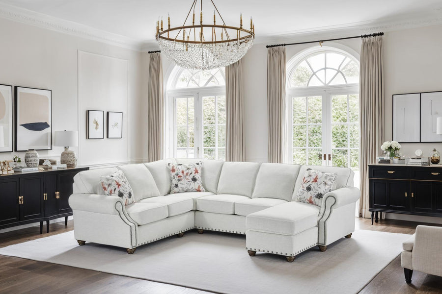 Luxurious ComfortCraft 8200S sectional sofa in a spacious living room setting, showcasing plush upholstery and elegant design.