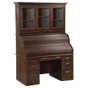 Computer Amish Rolltop Desk with Hutch - Herron's Furniture