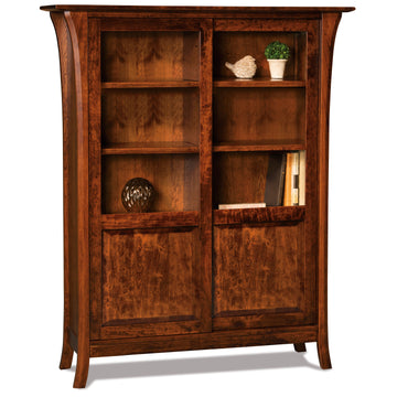 Ensenada Amish Double Bookcase with Sliding Doors - Herron's Furniture