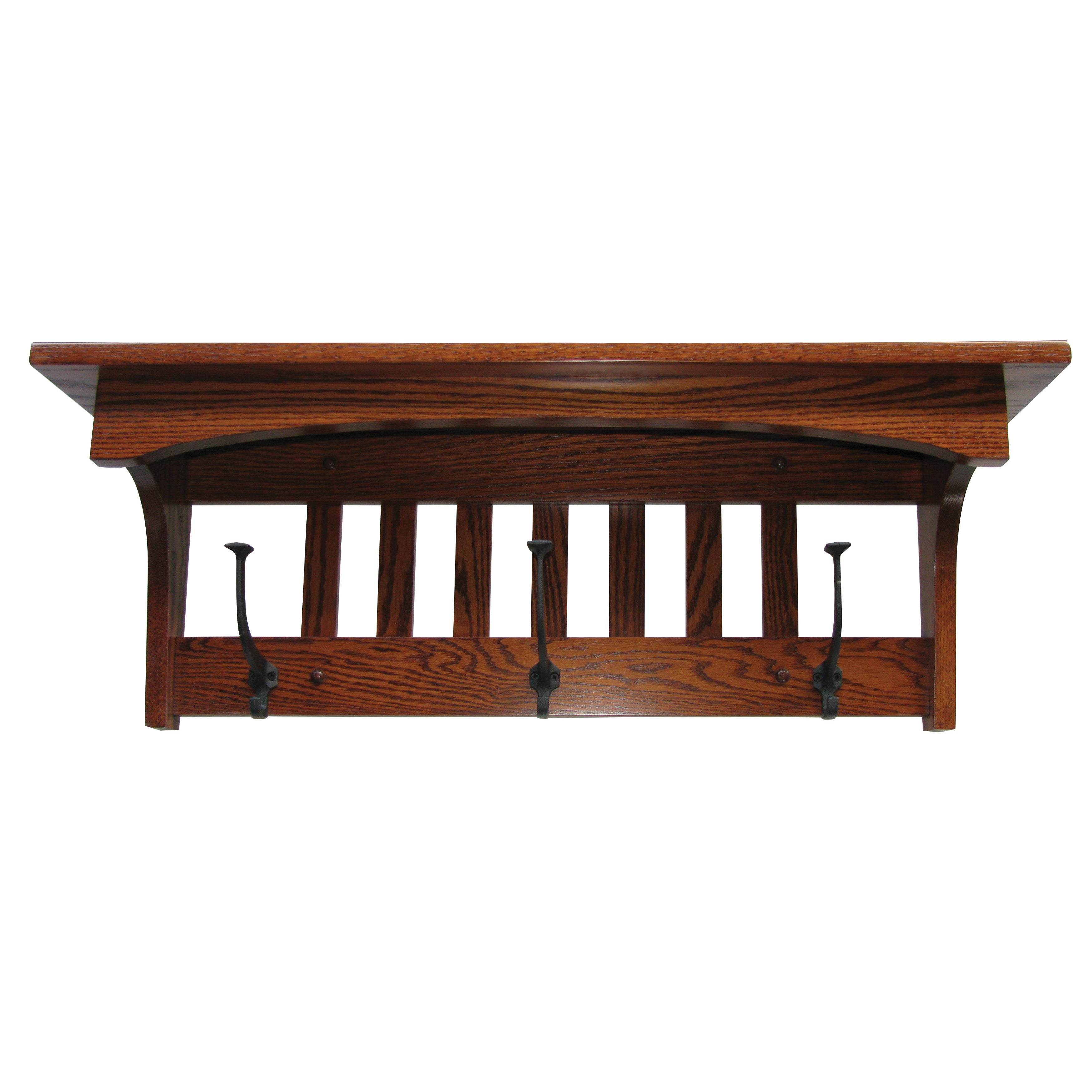 Amish Mission Captain Shelf with Hooks - Herron's Furniture