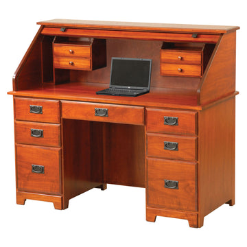 Murphy Amish Computer Rolltop Desk - Herron's Furniture