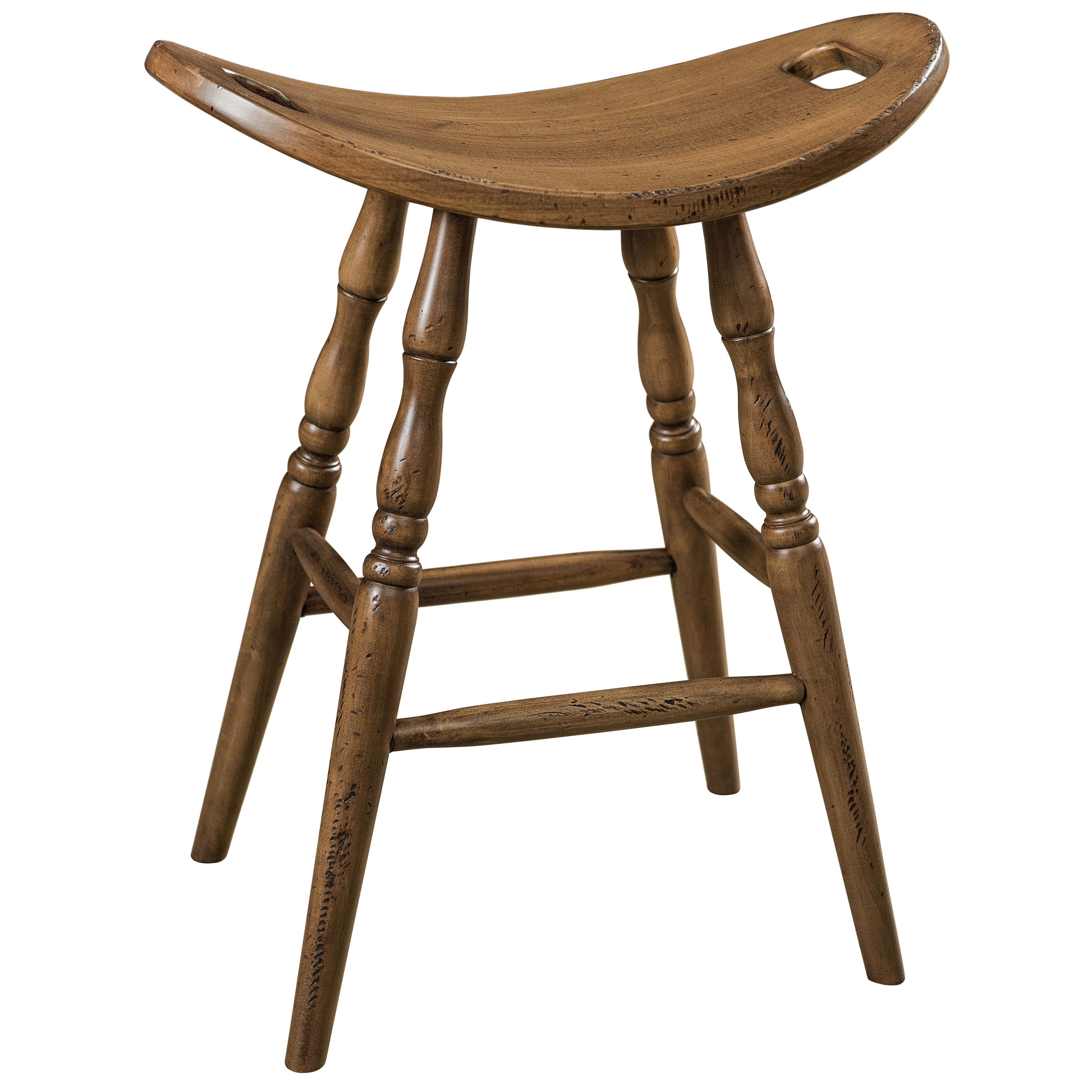 Saddle 24" Amish Stationary Barstool - Herron's Furniture