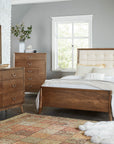 Full Tucson bedroom suite, including a bed, dresser, nightstand, and chest, crafted from high-quality hardwood with a modern, timeless appeal.