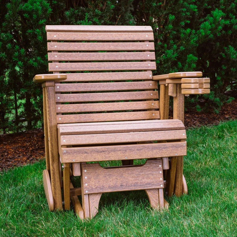 Amish 2' Poly Plain Outdoor Glider Chair - Herron's Furniture