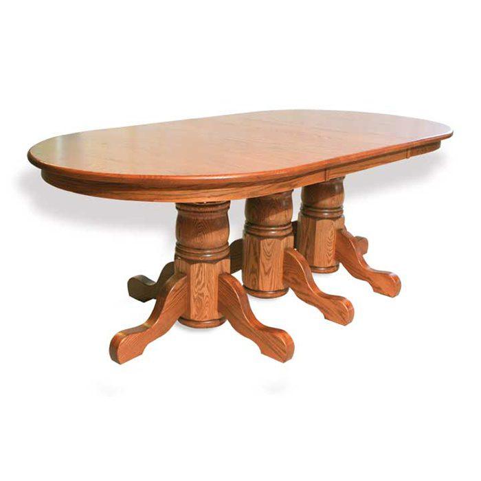 Amish Triple Single Pedestal Table - Herron's Furniture