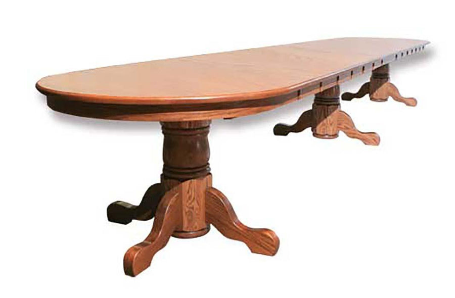 Amish Triple Single Pedestal Table - Herron's Furniture