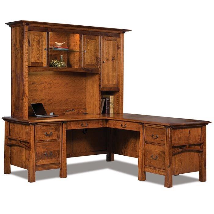 Artesa Amish L-Desk with Hutch - Herron's Furniture